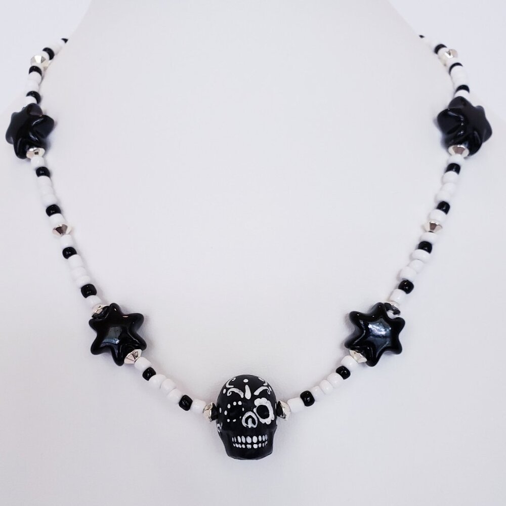 "JOPHIEL" ~ DAY OF THE DEAD Sugar Skull Necklace by KATSPAW JEWELRY